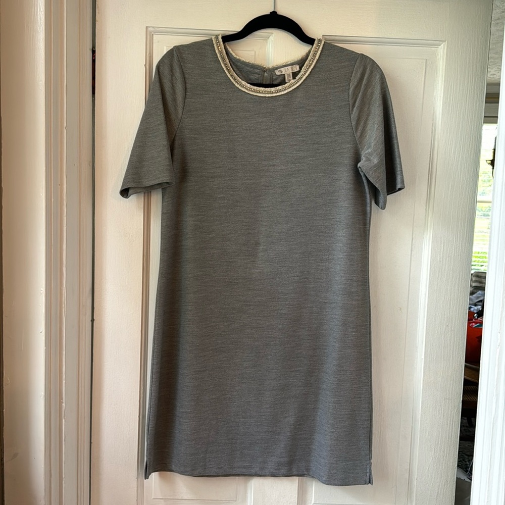 Grey Lila Rose rhinestone collar trim dress